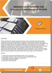pelatihan LEAD AUDITOR FOR INTEGRATED MANAGEMENT SYSTEM online